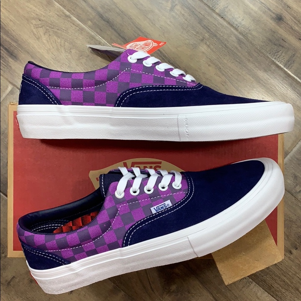 VANS ERA PRO BAKER KADER/Purple Checkerboard Men’s - Picture 9 of 16